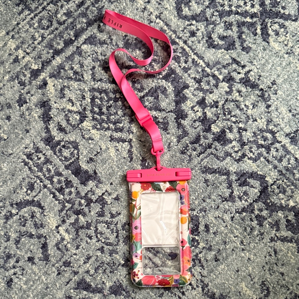 Rifle Paper Co. Floral Phone Pouch with Pink Strap